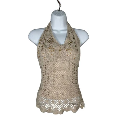J.J. Basics Vintage y2k Lace Sequin Crochet Babydoll Halter Blouse Size Medium - Изображение 1 из 4