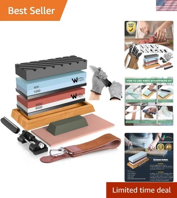 Juego completo de afilador de cuchillos con guía angular y guantes resistentes a cortes - 12 herramientas Foto 1 de 4