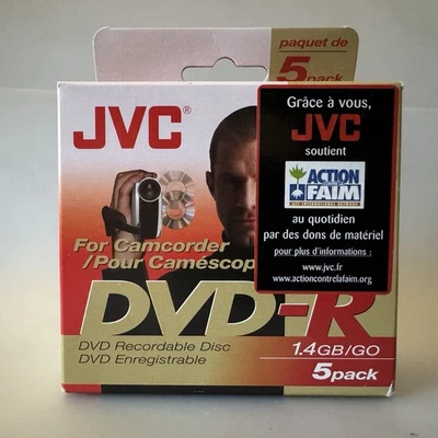 5x Pack JVC Mini DVD-RW 30Min 1.4GB/GO 8cm Recordable f/ Camcorder Disk Disc NEW - Image 1 of 3
