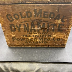 Gold Medal Explosives Grafton, IL Powder Wooden Dynamite Crate With Lid - Picture 1 of 9