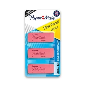 Paper Mate 3pk Pencil Erasers Pink Pearl - Picture 1 of 6