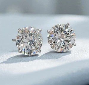 4.00 Ct E VS1 Round Lab Grown Martini Diamond Studs 14k Gold IGI Certified - Picture 1 of 5