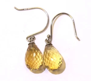 Orecchini in argento sterling 925 citrino briolette gancio goccia gemma tenuta 2,5 g - Foto 1 di 3