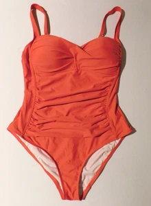 Liz Claiborne Ruched One Piece Swimsuit Size 16 W Glam Ruched - Picture 1 of 11