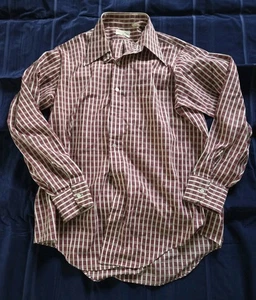 MARLBORO Shirt Mens L Polyester Cotton Plaid Checkered Long Sleeve EUC - Picture 1 of 8