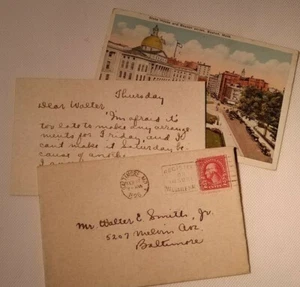 1926 Letter to Walter E Smith Jr Baltimore MD from "Violet" re: Merry Widow date - Picture 1 of 9