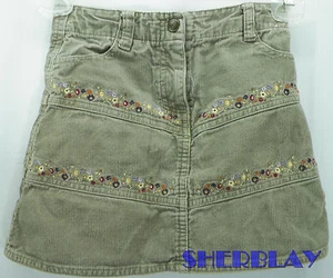 GIRLS GYMBOREE CORDUROY SKIRT Size 5 Creme w/Flowers Adjustable Waist - Picture 1 of 4