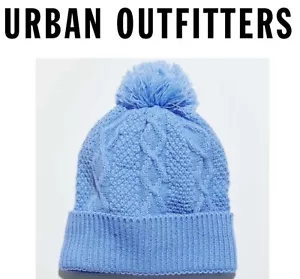 NWT URBAN OUTFITTERS Unisex Blue Wool Pom Pom Beanie Hat - Picture 1 of 5