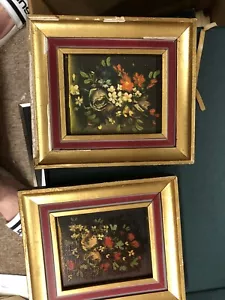 Two vintage Framed Mini Oil on canvas Paintings Spain - Picture 1 of 2