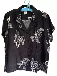 John Paul Richard Uniform Floral Pure Linen Shirt Size XL Vintage 90s - Picture 1 of 6