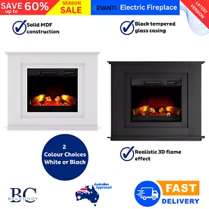 Devanti Electric Fireplace Mantel Portable Wood Heater 3D Flame Effect 2000W - Picture 1 of 27