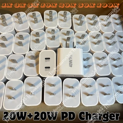 Cargador de Pared USB C 40W Bloque Rápido Tipo C Cubo de Carga Caja de Ladrillos para iPhone Lote Foto 1 de 4