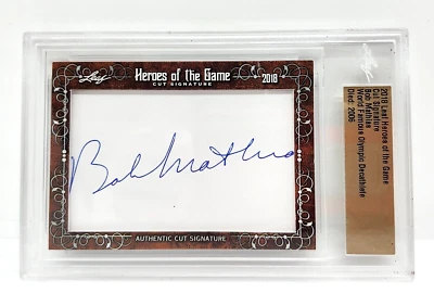 Bob Mathias Auto 2018 Leaf Heroes of the Game Cut Signatures decatleta olímpico Foto 1 de 3