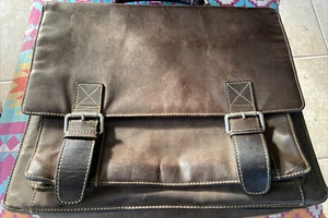 Visconti Dark Brown Leather Messenger Bag Laptop Case - Picture 1 of 9