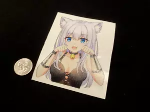 ANIME GIRL WAIFU NEKO CUTE STICKER DIE CUT DECAL SLAP DRIFT JDM - Picture 1 of 1