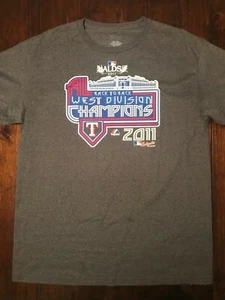 Offizielles Majestic 2011 Texas Rangers ALDS Champions T-Shirt Large L grau  - Bild 1 von 3