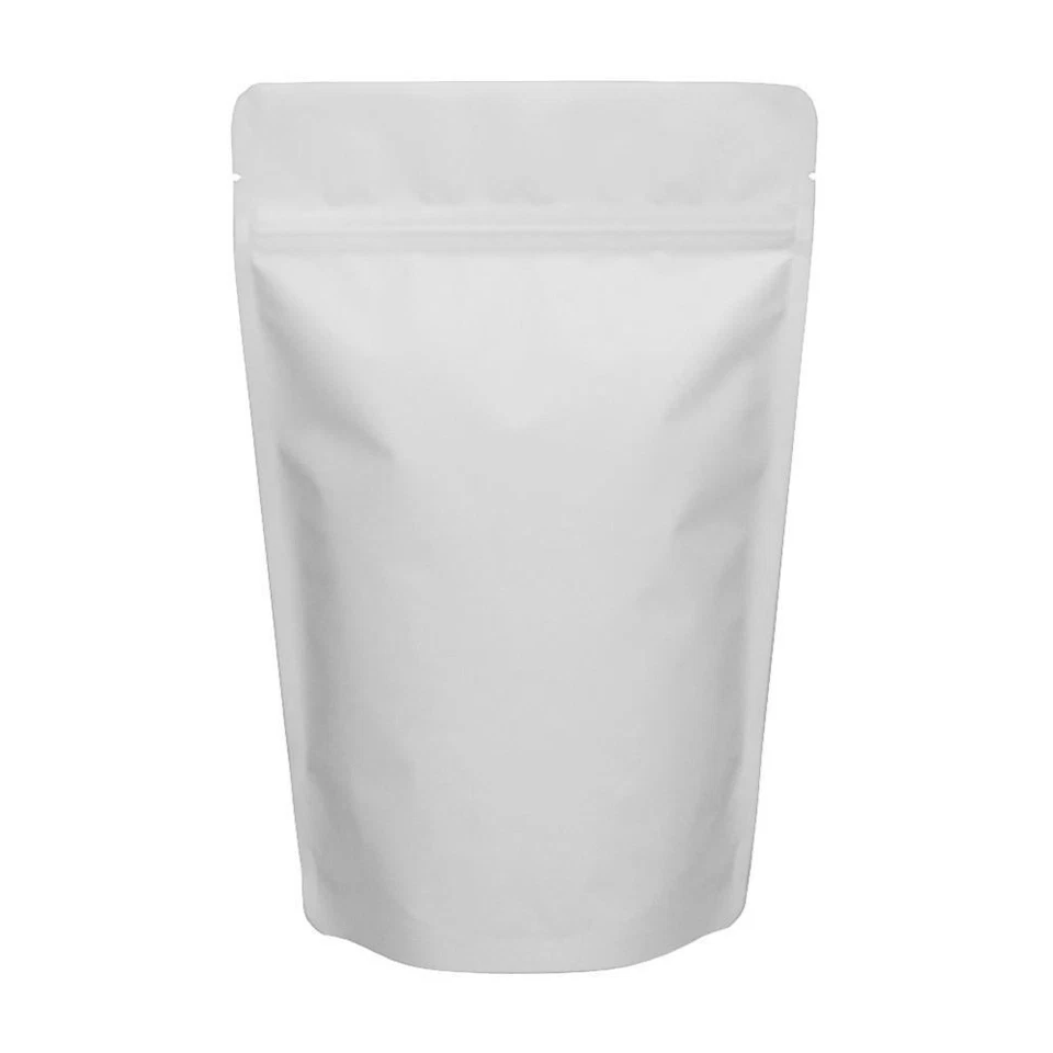 100 (6" x 9" x 3" 24oz* ) White Foil Stand Up Zip Lock Bags Pouches Odor Proof  - Image 1 of 1