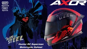 Casco completo de motocicleta AXOR "Hunter DC Superman" aprobado por DOT y ECE - Imagen 1 de 7