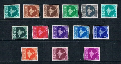 India 1957-58 - Maps of India - Complete Set - SC 275-288 [SG 375-385a] MINT K1 Cover