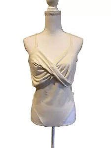 NWT A New Day Women's XL Cream Criss Cross V-Neck Bodysuit Tank NEW - Picture 1 of 6