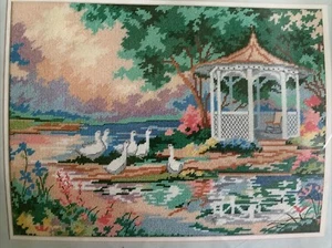 Geese Garden Gazebo Needlepoint Kit Barbara Mock NIP 16x12 - Picture 1 of 10