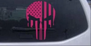 Calcomanía de ventana Punisher Skull bandera de EE. UU. rosa caliente 6X4.5 - Imagen 1 de 1