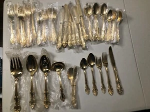 Juego de cubiertos de acero inoxidable chapado en oro Stanley Roberts de 40 piezas - 8 personas + anfitriona - Imagen 1 de 6