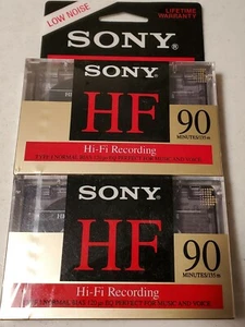 2 Pack Sony High Fidelity HF 90 Minute Audio Recording Blank Cassette Tapes NEW - Picture 1 of 2