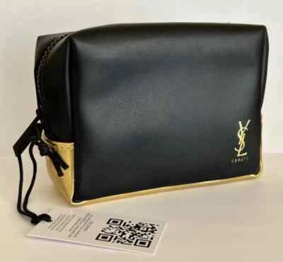 Yves Saint Laurent Beaute YSL Negro Dorado Maquillaje Cosmético Bolso Estuche Bolso sin asas Foto 1 de 4