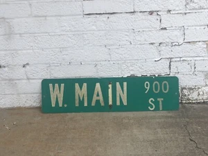 Vintage Street Sign W MAIN 900 ST, Retired, 6" x 24” Metal, Man Cave S.C Auth - Picture 1 of 3