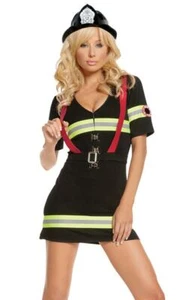 Fireman Costume Dress Suspenders Black Yellow Red 9514 - Picture 1 of 6