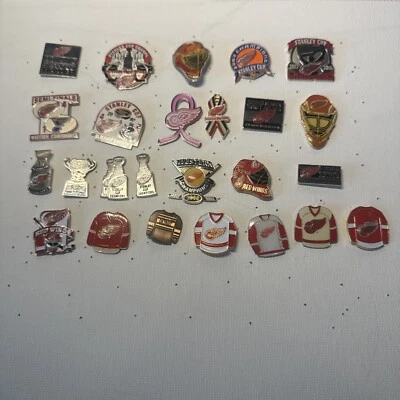 NHL Detroit Red Wings Lot of 25 Unique Hockey Pins; Vintage; Nice!! - Image 1 of 4
