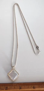 Vintage NV Nevada Silver Co 925 Double Sided MOP Caged Filigree Pendant Necklace - Picture 1 of 7