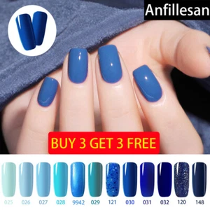 Anfillesan Blue Series Glitter Gel Nail Polish Soak Off UV LED Gel Top Base Coat