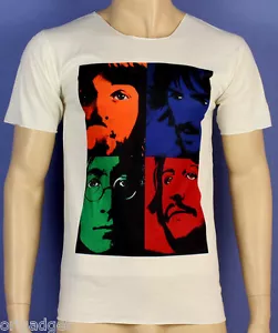 VINTAGE NATURAL CUT T-SHIRT BEATLES ANDY WARHOL ADVERTISING T-SHIRT NC05 - Picture 1 of 1