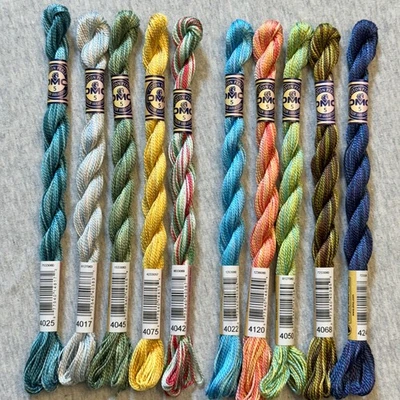 10 DMC Perle Color Variations Size 5 Pearl Cotton Thread No Repeats NOS - Image 1 of 4