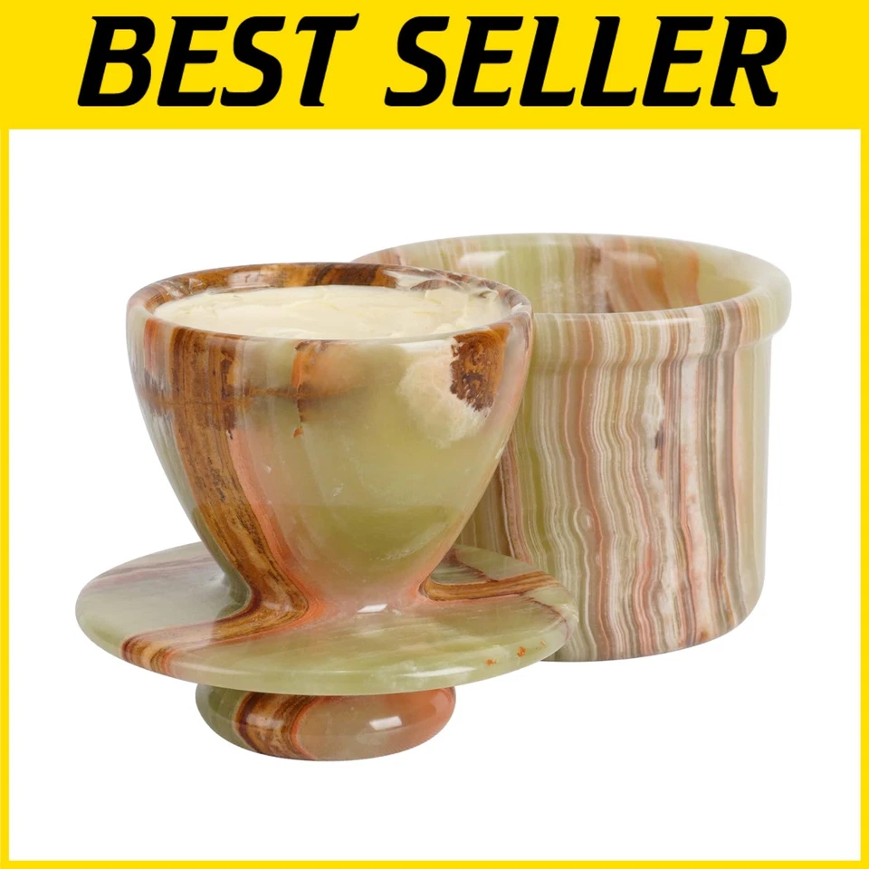 4.25'' Marble Butter Storage - Handmade Crock for Countertop - Image 1 of 4