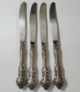 International ORLEANS 4 Dinner Knives Deep Silver Vintage Silverplate Flatware  - Picture 1 of 3