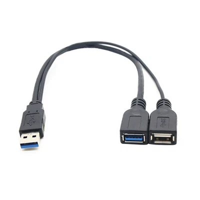 Adaptador de carga cable de datos divisor Y extensión 1 a 2 hembra USB 3.0 macho b Foto 1 de 4