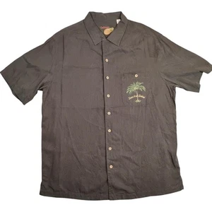 Caribbean Shirt Men's XLT Brown Back Panel Paradise Island Sand Bar Palm Tree - Picture 1 of 10