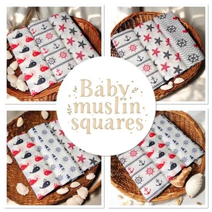 Paquete de 3 cuadrados grandes de muselina impresos paño para bebé baberos de pañal toallitas regalo - Imagen 1 de 5