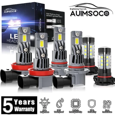 For GMC Sierra 1500 2500HD 3500HD 2007-2019 LED Headlight High Low Fog Beam Bulb - Image 1 of 4