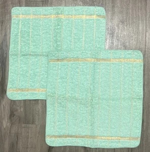 Pair Of CANNON Fine Quality Made In The U.S.A. Vintage Washcloths Mint With Gold - Picture 1 of 3