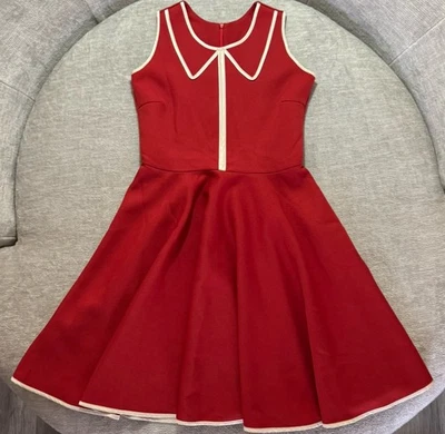 Vestido para mujer vintage años 50/60 ajustado y acampanado rojo línea A falda ajustada corpiño talla 8 Foto 1 de 4