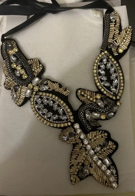 MARK/AVON Go For Baroque Necklace Clear Rhinestones/Faceted,Clear & Smokey Glass - Image 1 of 4