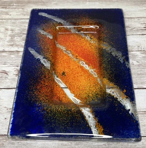 Revitaglass Fused "Claw Mark" Art Glass Dish Handcrafted In New 6" x 8" - Picture 1 of 12