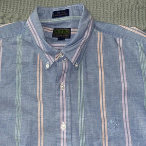 Mens Chaps Ralph Lauren Button Down Collared Short Sleeve Shirt VTG Size 16.5 L - Picture 1 of 6