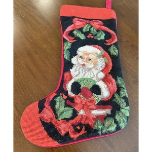 Medias de Navidad de Santa Elegancia Imperial Pekín 1991 Lana Terciopelo Punta de Aguja - Imagen 1 de 8