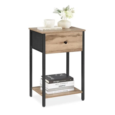 Nightstand Side Table with Fabric Drawer 24-Inch Tall End Table with - Image 1 of 4