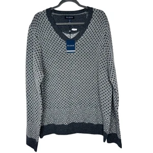 Jos A Bank Mens Diamond Jacquard V Neck Wool Blend Sweater Sz XXL Preppy Scholar - Picture 1 of 7